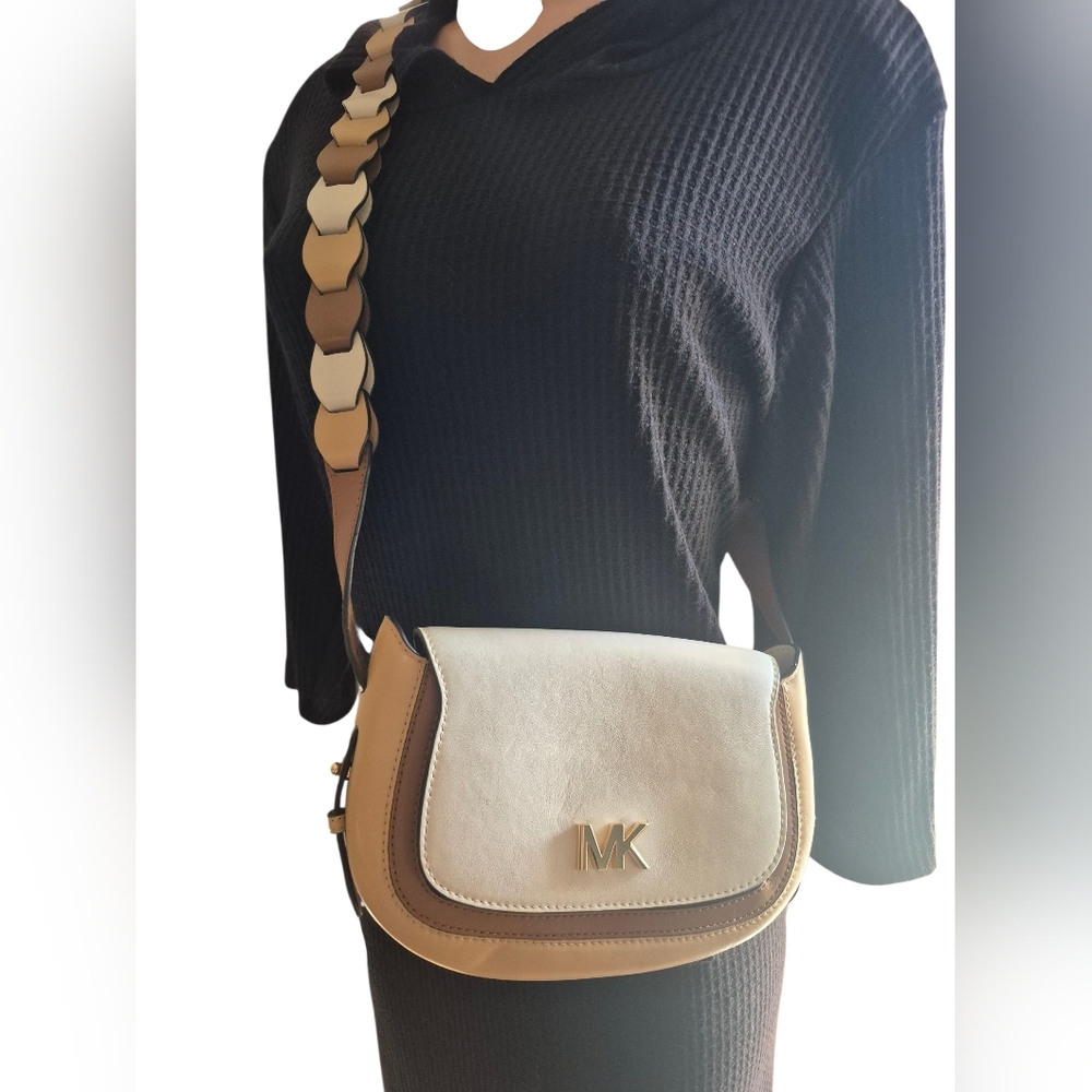 Michael Kors Cream and Tan Crossbody Bag